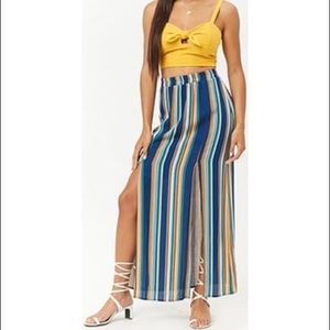 Multicolor Striped M-Slit Maxi Skirt Small